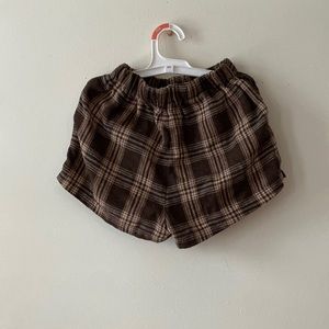 Girls Brown Flannel Shorts
